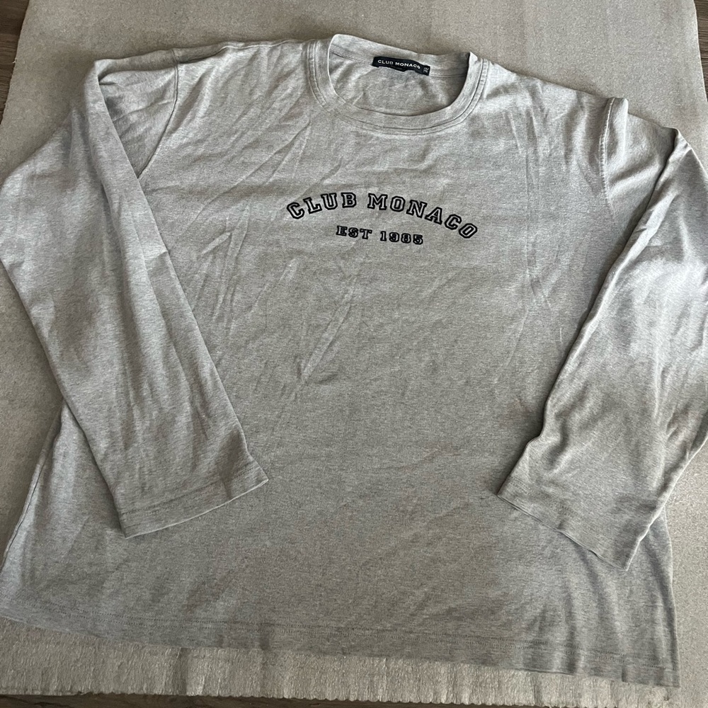 [XXL]Club Monaco Gray Long Sleeve SweatShirt Logo HK